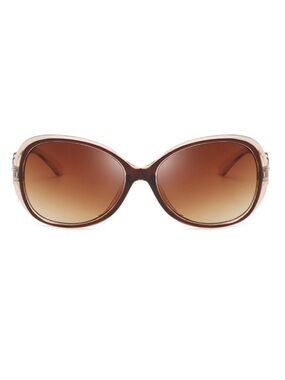 Brown Ombre Cat Eye Oversized Sunglasses with Case Nwt